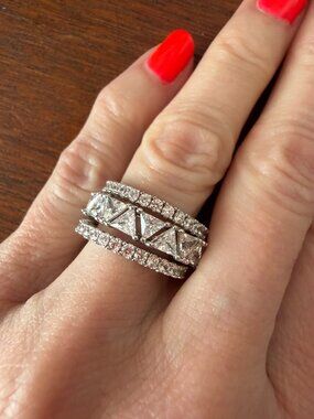 NIB Radiance by Absolute Trilliant Cut Eternity Ring 3 Ring Set